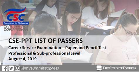 FULL RESULTS: August 4, 2019 Civil Service Exam CSE.